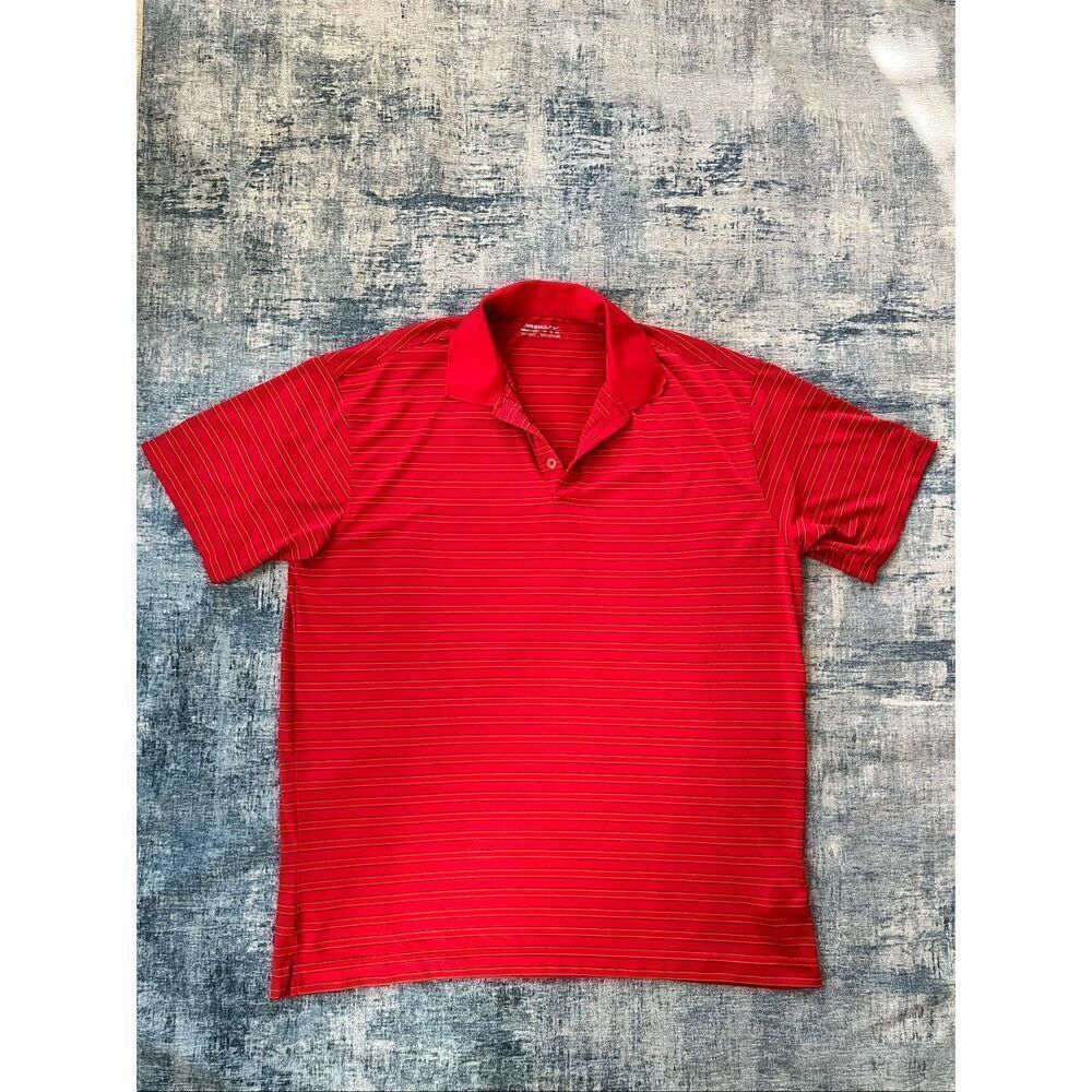Nike Golf Red Orange Black Stripe Polo Tee Men's XXL